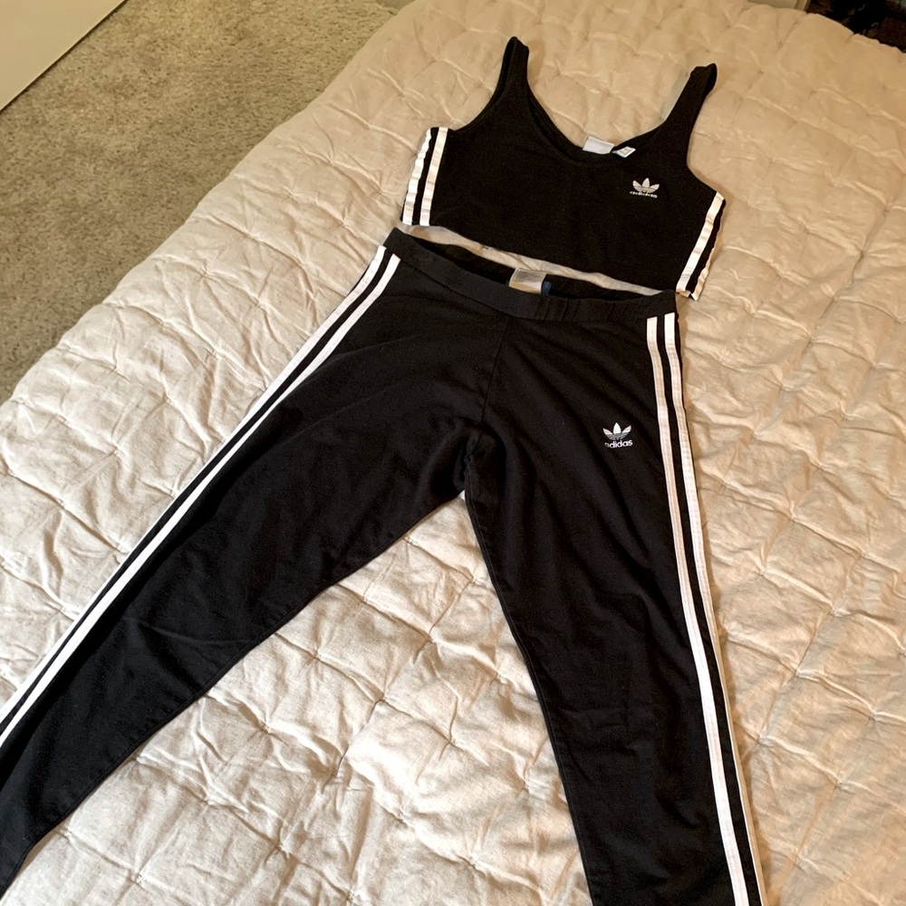 Adidas tights and matching cropped tank top